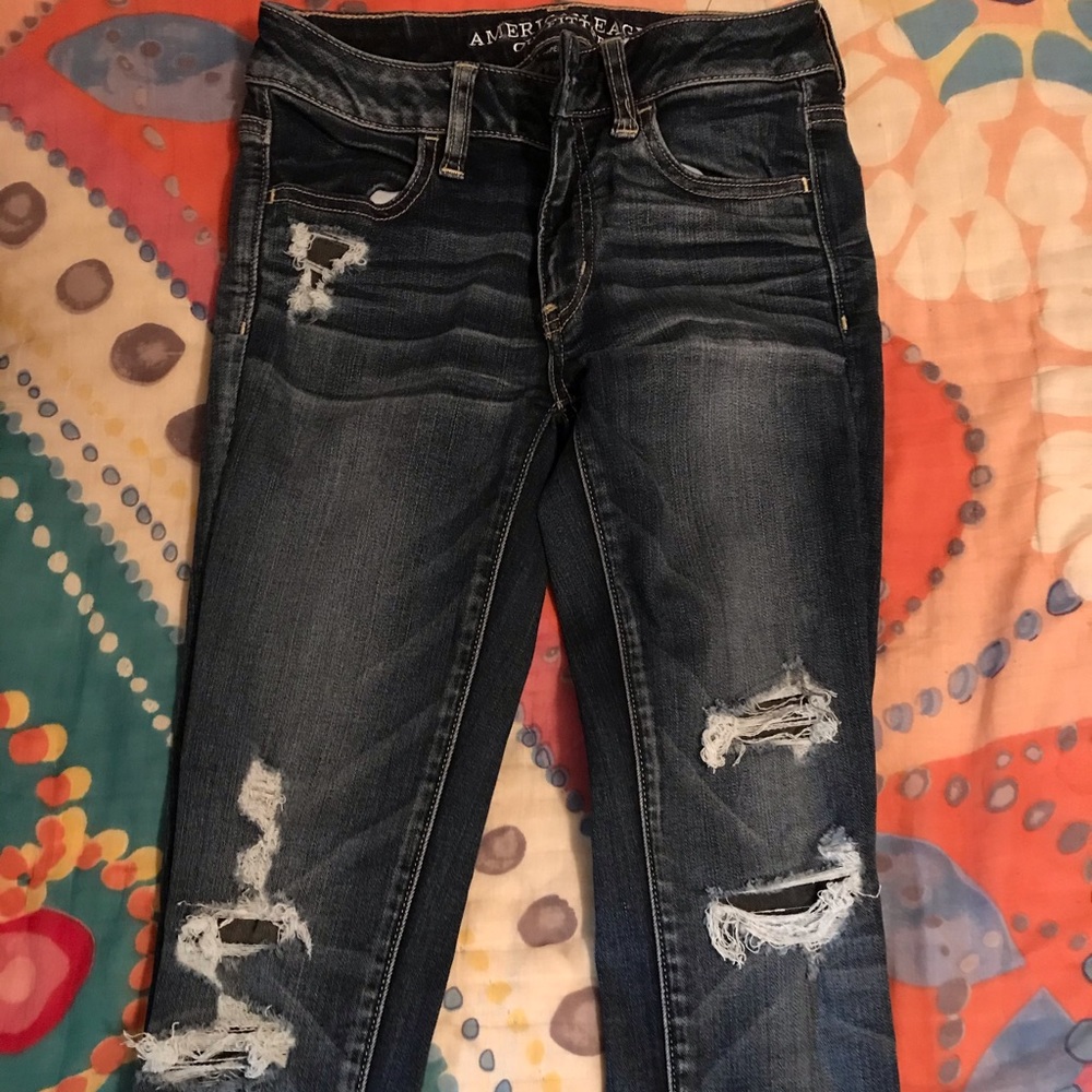 Ripped blue jeans
